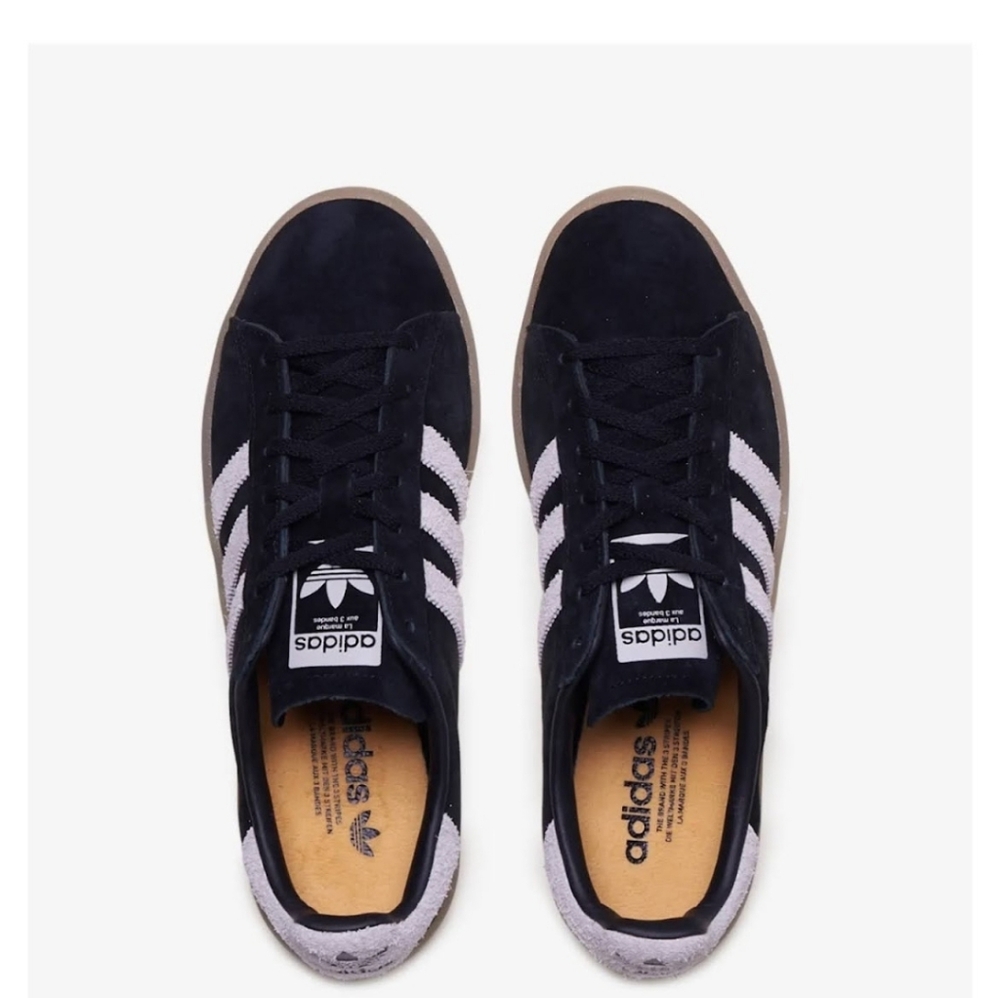 Adidas Black and White Suede Shoes